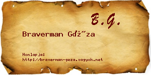 Braverman Géza névjegykártya
